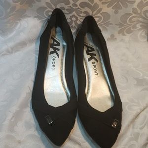 Anne Klein black canvas flats.  Never worn.